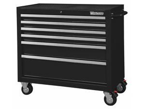 WESTWARD 32H853 42" Heavy Duty Rolling Cabinet 6-Drawers, Black, Steel WESTWARD 32H853 42" Heavy Duty Rolling Cabinet 6-Drawers, Black, Steel