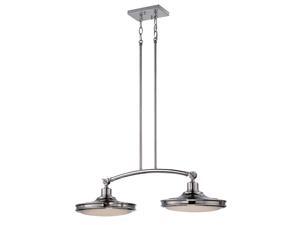 Houston 2-Lights LED Island Pendant Light Fixture - Polished Nickel Finish Houston 2-Lights LED Island Pendant Light Fixture - Polished Nickel Finish