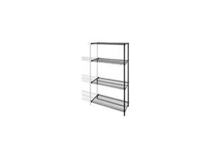 Add-On Wire Shelving 4 Shelves/2 Posts 48"x24" Black Add-On Wire Shelving 4 Shelves/2 Posts 48"x24" Black