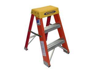 2 Steps, Fiberglass Step Stool, 300 lb. Load Capacity, Blue/Silver/Yellow WERNER 6202 2 Steps, Fiberglass Step Stool, 300 lb. Load Capacity, Blue/Silver/Yellow WERNER 6202