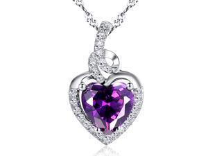 Mabella 2.0cttw Heart Shaped 8mm x 8mm Created Amethyst Pendant in Sterling Silver with 18" Chain Mabella 2.0cttw Heart Shaped 8mm x 8mm Created Amethyst Pendant in Sterling Silver with 18" Chain