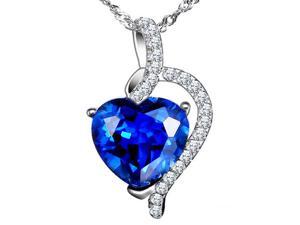 Mabella Fashion PWS004CBS 4.10 cttw Heart Shaped 10mm x 10mm Created Blue Sapphire Pendant in Sterling Silver with 18" Chain Mabella Fashion PWS004CBS 4.10 cttw Heart Shaped 10mm x 10mm Created Blue Sapphire Pendant in Sterling Silver with 18" Chain