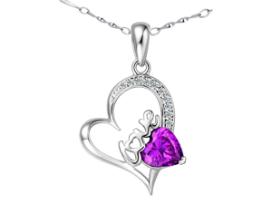 Mabella 1.54 ct.tw Heart Cut 7mm Created Amethyst Pendant Sterling Silver with 18" Chain Mabella 1.54 ct.tw Heart Cut 7mm Created Amethyst Pendant Sterling Silver with 18" Chain