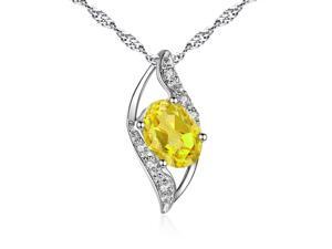 Mabella 0.78 Cttw Oval Cut 7mm*5mm Created Citrine Pendant Sterling Silver with 18" Chain Mabella 0.78 Cttw Oval Cut 7mm*5mm Created Citrine Pendant Sterling Silver with 18" Chain
