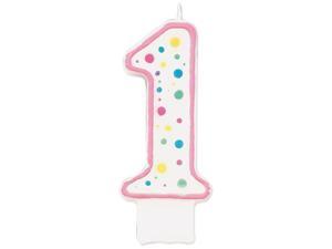 Polka Dot Numeral Candle 3" 1/Pkg-#1 Pink Polka Dot Numeral Candle 3" 1/Pkg-#1 Pink