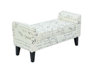 HOMCOM HomCom 42" Modern Linen Armed Entryway Bench, Signature Print with Parchment Background HOMCOM HomCom 42" Modern Linen Armed Entryway Bench, Signature Print with Parchment Background