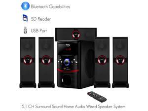Frisby FS-5090BT 5.1 Channel Home Theater System W/ Surround Sound Satellites and Bluetooth Connectivity, SD, USB, AUX for PC TV Laptops Tablets Frisby FS-5090BT 5.1 Channel Home Theater System W/ Surround Sound Satellites and Bluetooth Connectivity, SD, USB, AUX for PC TV Laptops Tablets