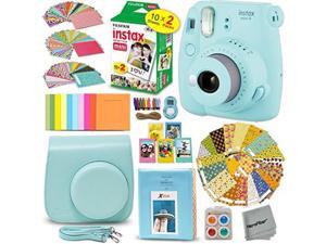 FujiFilm Instax Mini 9 Instant Camera ICE BLUE + EMOJI Film stickers + Fuji INSTAX Film (20 Sheets) + Blue Custom Fitted Case + Instax Album + Colorful Stickers + Fun Frames + 4 Colored Filters + MORE FujiFilm Instax Mini 9 Instant Camera ICE BLUE + EMOJI Film stickers + Fuji INSTAX Film (20 Sheets) + Blue Custom Fitted Case + Instax Album + Colorful Stickers + Fun Frames + 4 Colored Filters + MORE