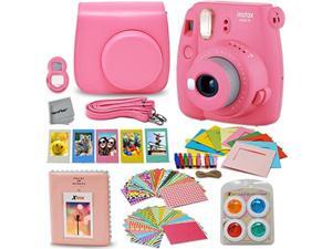 Fujifilm Instax Mini 9 Instant Fuji Camera (FLAMINGO PINK) + Accessories Bundle + Custom Matching Case w/Neck Strap + Photo Album + Assorted Frames + 4 Color Filters + 60 Sticker Frames + MORE Fujifilm Instax Mini 9 Instant Fuji Camera (FLAMINGO PINK) + Accessories Bundle + Custom Matching Case w/Neck Strap + Photo Album + Assorted Frames + 4 Color Filters + 60 Sticker Frames + MORE