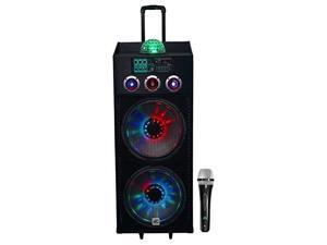 NYC Acoustics N215B Dual 15" 800w Powered DJ Party Speaker Bluetooth, Lights+Mic NYC Acoustics N215B Dual 15" 800w Powered DJ Party Speaker Bluetooth, Lights+Mic