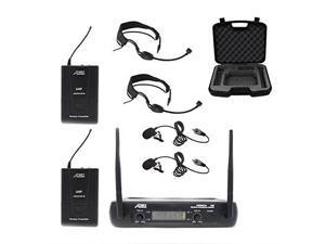 audio2000s 6074 uhf dual channel wireless microphone system headset & lapel mics audio2000s 6074 uhf dual channel wireless microphone system headset & lapel mics
