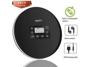 rechargeable portable cd player for car, personal compact cd player with stereo headphones/lcd display, 10hr battery life, antiskip small cd player, cd music player with antishock function, black rechargeable portable cd player for car, personal compact cd player with stereo headphones/lcd display, 10hr battery life, antiskip small cd player, cd music player with antishock function, black
