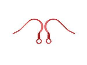 Bright Red Color Brass 15mm Fish Hook Earring Hooks (5 Pairs) Bright Red Color Brass 15mm Fish Hook Earring Hooks (5 Pairs)