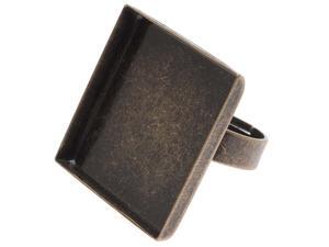 Antiqued Brass 26mm Square Bezel Adjustable Ring/ 1 Antiqued Brass 26mm Square Bezel Adjustable Ring/ 1