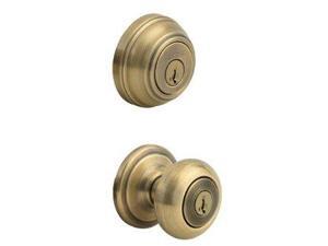 Kwikset feat. SmartKey Juno Knob and Deadbolt Combo Pack, Antique Brass 991J 5 SMT CP K4 Kwikset feat. SmartKey Juno Knob and Deadbolt Combo Pack, Antique Brass 991J 5 SMT CP K4