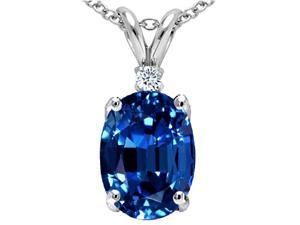 8x6 Lab Created Sapphire & Genuine Diamond Pendant Set In Solid Sterling Silver 8x6 Lab Created Sapphire & Genuine Diamond Pendant Set In Solid Sterling Silver