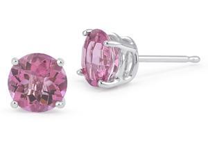 2.00CTW Created Pink Sapphire Earrings Set In 14kt Gold 2.00CTW Created Pink Sapphire Earrings Set In 14kt Gold