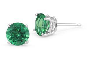 2.00ctw Lab Created Emerald Stud Earrings Set In Solid 14kt Gold 2.00ctw Lab Created Emerald Stud Earrings Set In Solid 14kt Gold