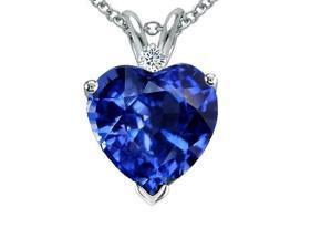 4.00 Ctw Lab Created Sapphire & Diamond Pendant In Sterling Silver 4.00 Ctw Lab Created Sapphire & Diamond Pendant In Sterling Silver