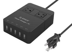 ORICO 2-Outlet Power Strip with Surge Protector, 5-USB Intelligence Charging Ports (3 x 5V1A, 2 x 5V2.4A) for iPhone 7/7Puls/6S/6S P/5SE/iPad/LG/Samsung/HTC and More - HPC-2A5U Black ORICO 2-Outlet Power Strip with Surge Protector, 5-USB Intelligence Charging Ports (3 x 5V1A, 2 x 5V2.4A) for iPhone 7/7Puls/6S/6S P/5SE/iPad/LG/Samsung/HTC and More - HPC-2A5U Black