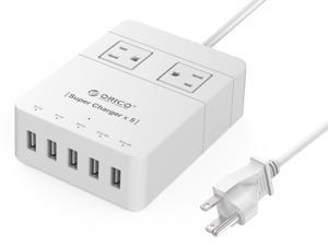 ORICO 2 Outlet Power Strip with Surge Protector, 5 USB Intelligence Charging Ports (3 x 5V1A, 2 x 5V2.4A) for iPhone 7/7Puls/6S/6S P/5SE/iPad/LG/Samsung/HTC and More - White ( HPC-2A5U) ORICO 2 Outlet Power Strip with Surge Protector, 5 USB Intelligence Charging Ports (3 x 5V1A, 2 x 5V2.4A) for iPhone 7/7Puls/6S/6S P/5SE/iPad/LG/Samsung/HTC and More - White ( HPC-2A5U)