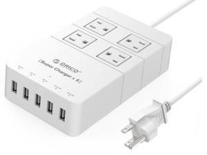 ORICO 4 Outlet Power Strip with Surge Protector, 5 USB Intelligence Charging Ports (3 x 5V1A,2 x 5V2.4A) for iPhone 7/ 7Puls/6S/6S P/5SE/iPad/LG/Samsung/HTC - HPC-4A5U White ORICO 4 Outlet Power Strip with Surge Protector, 5 USB Intelligence Charging Ports (3 x 5V1A,2 x 5V2.4A) for iPhone 7/ 7Puls/6S/6S P/5SE/iPad/LG/Samsung/HTC - HPC-4A5U White