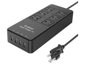 ORICO 6 Outlet Power Strip with Surge Protector, Built-in 5 Ft. Cord, 4 USB Intelligence Charging Ports (2*5V2.4A + 2*5V1A) for iPhone, iPad, Galaxy S6 / S6 Edge and More - Black (TPC-6A4U-US-BK) ORICO 6 Outlet Power Strip with Surge Protector, Built-in 5 Ft. Cord, 4 USB Intelligence Charging Ports (2*5V2.4A + 2*5V1A) for iPhone, iPad, Galaxy S6 / S6 Edge and More - Black (TPC-6A4U-US-BK)