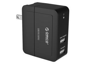 ORICO Compact Dual Port USB Wall Charger with Foldable Plug for Apple iPhone 7/ 7plus/ 6S, iPad Air 2, Samsung Galaxy - Black ORICO Compact Dual Port USB Wall Charger with Foldable Plug for Apple iPhone 7/ 7plus/ 6S, iPad Air 2, Samsung Galaxy - Black