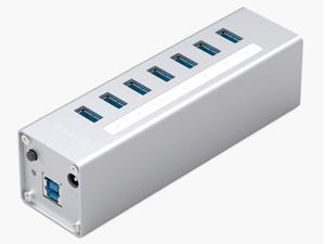 ORICO Aluminum 7 Ports USB 3.0 HUB with 3.3Ft. USB 3.0 Date Cable and 12V/2.5A Power Supply for Macbook,PC,Laptops (HUB is not a Charger,Data transfer Only)- Silver (A3H7-V1-US) ORICO Aluminum 7 Ports USB 3.0 HUB with 3.3Ft. USB 3.0 Date Cable and 12V/2.5A Power Supply for Macbook,PC,Laptops (HUB is not a Charger,Data transfer Only)- Silver (A3H7-V1-US)