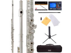 Mendini MFE-30S Intermediate Silver Plated Key of C Open / Closed-Hole Flute with B Foot Joint + Case, Tuner, Stand & More Mendini MFE-30S Intermediate Silver Plated Key of C Open / Closed-Hole Flute with B Foot Joint + Case, Tuner, Stand & More