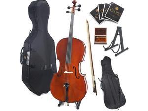 Cecilio 4/4 CCO-500 Ebony Fitted Flamed Solid Wood Cello with Hard and Soft Case, Bow, Rosin, Bridge, and Strings (Full Size) Cecilio 4/4 CCO-500 Ebony Fitted Flamed Solid Wood Cello with Hard and Soft Case, Bow, Rosin, Bridge, and Strings (Full Size)