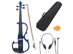 Cecilio 4/4CEVN-2BL 4/4 Full Size Electric Silent Solidwood Violin w/ Ebony Fittings in Style 2 - Metallic Blue Cecilio 4/4CEVN-2BL 4/4 Full Size Electric Silent Solidwood Violin w/ Ebony Fittings in Style 2 - Metallic Blue
