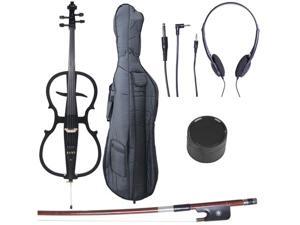 Cecilio CECO-1BK Full Size 4/4 Ebony Electric Silent Metallic Black Cello in Style 1 +Soft Case, Bow & Accessories Cecilio CECO-1BK Full Size 4/4 Ebony Electric Silent Metallic Black Cello in Style 1 +Soft Case, Bow & Accessories