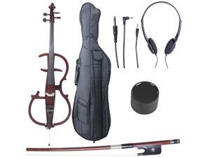 Cecilio CECO-2DW Full Size 4/4 Ebony Electric Silent Metallic Mahogany Cello in Style 2 +Soft Case, Bow & Accessories Cecilio CECO-2DW Full Size 4/4 Ebony Electric Silent Metallic Mahogany Cello in Style 2 +Soft Case, Bow & Accessories