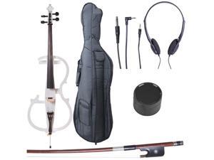 Cecilio CECO-2WH Full Size 4/4 Ebony Electric Silent Pearl White Cello in Style 2 +Soft Case, Bow & Accessories Cecilio CECO-2WH Full Size 4/4 Ebony Electric Silent Pearl White Cello in Style 2 +Soft Case, Bow & Accessories