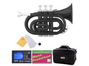 MPT-BK Black Lacquer Brass B Flat Pocket Trumpet + Mouthpiece, Tuner, Case, Stand, Pocketbook & Accessories MPT-BK Black Lacquer Brass B Flat Pocket Trumpet + Mouthpiece, Tuner, Case, Stand, Pocketbook & Accessories