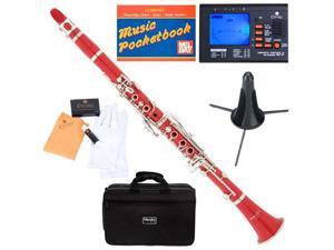 MCT-R B Flat Red ABS Clarinet w/ Case, Tuner, Stand, Mouthpiece, Box of 10 Reeds, Cork Grease, & a Pair of Gloves MCT-R B Flat Red ABS Clarinet w/ Case, Tuner, Stand, Mouthpiece, Box of 10 Reeds, Cork Grease, & a Pair of Gloves