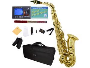 Mendini by Cecilio MAS-L+92D+PB Gold Lacquered E Flat Alto Saxophone with Tuner, Case, Mouthpiece, 10 Reeds and More Mendini by Cecilio MAS-L+92D+PB Gold Lacquered E Flat Alto Saxophone with Tuner, Case, Mouthpiece, 10 Reeds and More