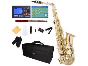 Mendini by Cecilio MAS-30L+92D+PB Rose Gold Brass E Flat Intermediate to Advanced Alto Saxophone with Tuner, Case, Mouthpiece, 10 Reeds and More Mendini by Cecilio MAS-30L+92D+PB Rose Gold Brass E Flat Intermediate to Advanced Alto Saxophone with Tuner, Case, Mouthpiece, 10 Reeds and More