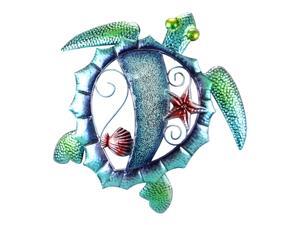 Blue and Green Mosaic Glass Sea Turtle 15 Inch Wall Art Decor Blue and Green Mosaic Glass Sea Turtle 15 Inch Wall Art Decor