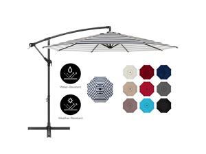 Best Choice Products 10ft Offset Hanging Outdoor Market Patio Umbrella w/ Easy Tilt Adjustment - Navy Stripe Best Choice Products 10ft Offset Hanging Outdoor Market Patio Umbrella w/ Easy Tilt Adjustment - Navy Stripe
