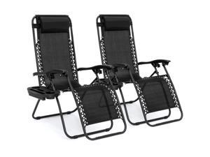 Best Choice Products Set of 2 Adjustable Zero Gravity Lounge Chair Recliners for Patio, Pool w/ Cup Holders - Black Best Choice Products Set of 2 Adjustable Zero Gravity Lounge Chair Recliners for Patio, Pool w/ Cup Holders - Black
