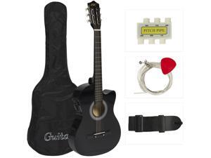 Best Choice Products 38in Beginners Acoustic Electric Cutaway Guitar w/ Case, Extra Strings, Strap, Tuner, Pick - Black Best Choice Products 38in Beginners Acoustic Electric Cutaway Guitar w/ Case, Extra Strings, Strap, Tuner, Pick - Black