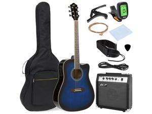 Best Choice Products 41in Full Size Acoustic Electric Cutaway Guitar Set w/ 10-Watt Amp, Capo, E-Tuner, Case - Blue Best Choice Products 41in Full Size Acoustic Electric Cutaway Guitar Set w/ 10-Watt Amp, Capo, E-Tuner, Case - Blue