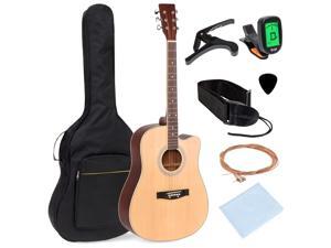 Best Choice Products 41in Full Size Beginner Acoustic Cutaway Guitar Set w/ Case, Strap, Capo, Strings, Tuner - Natural Best Choice Products 41in Full Size Beginner Acoustic Cutaway Guitar Set w/ Case, Strap, Capo, Strings, Tuner - Natural