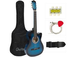 Best Choice Products 38in Beginner Acoustic Cutaway Guitar Set w/ Extra Strings, Case, Strap, Tuner, and Pick - Blue Best Choice Products 38in Beginner Acoustic Cutaway Guitar Set w/ Extra Strings, Case, Strap, Tuner, and Pick - Blue