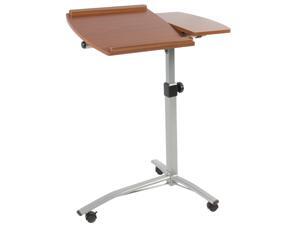 Angle & Height Adjustable Rolling Laptop Table Desk (Brown) Angle & Height Adjustable Rolling Laptop Table Desk (Brown)