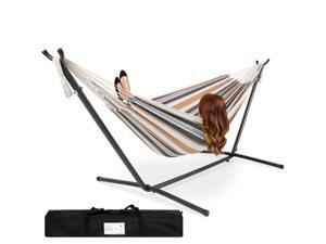 Best Choice Products Double Hammock w/ Space Saving Steel Stand and Portable Carrying Case - Desert Stripe Best Choice Products Double Hammock w/ Space Saving Steel Stand and Portable Carrying Case - Desert Stripe