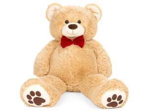 Best Choice Products 38in Giant Soft Plush Teddy Bear Stuffed Animal Toy w/ Red Bow Tie, Footprints - Brown Best Choice Products 38in Giant Soft Plush Teddy Bear Stuffed Animal Toy w/ Red Bow Tie, Footprints - Brown