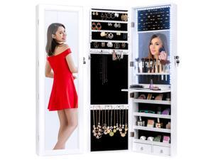 Best Choice Products Hanging Mirror Jewelry Armoire Cabinet for Door or Wall Mount w/ LED Lights, Cosmetics Tray, Lock Best Choice Products Hanging Mirror Jewelry Armoire Cabinet for Door or Wall Mount w/ LED Lights, Cosmetics Tray, Lock